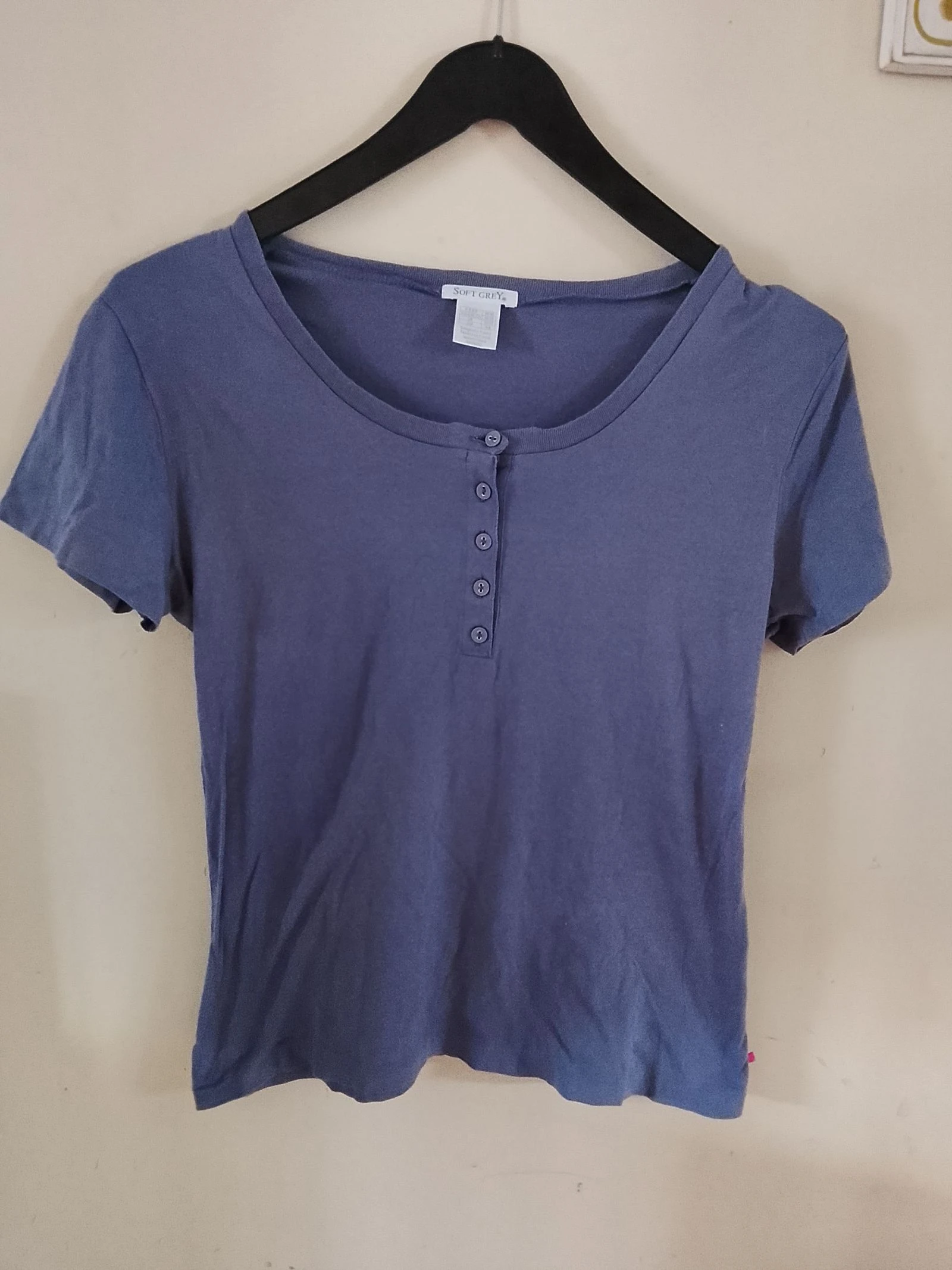 👒SOFT GREY NEUF TAILLE 38/40 Tee shirt col tunisien parme👒